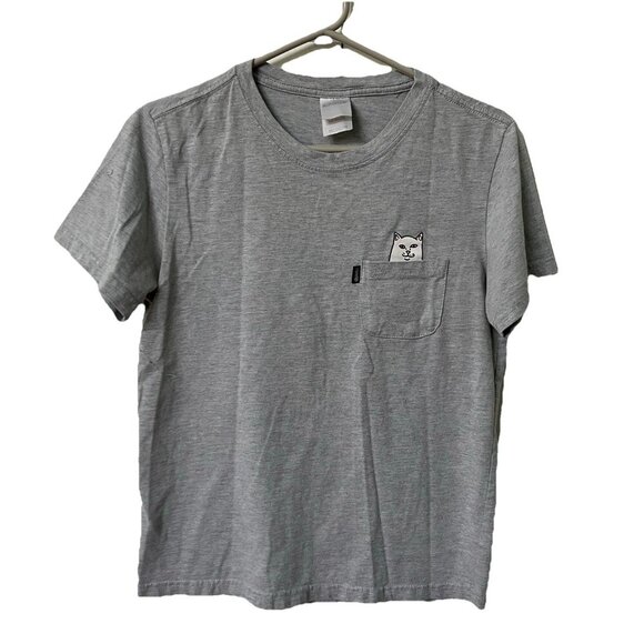 RIPNDIP Rip N Dip T-shirt Womens M Gray Prayer Hands Gray Pocket Tee Skate - Picture 1 of 7